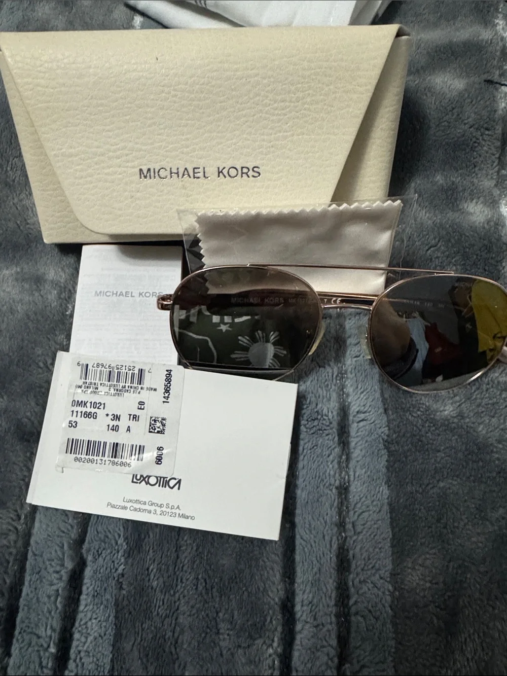Michael Kors Round Metal Sunglasses in Rose Gold with Dark Gray Lenses